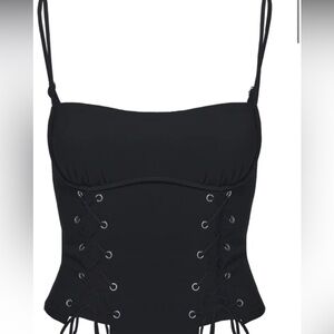 Kiss and Tell Black Soft Corset top Princess Polly